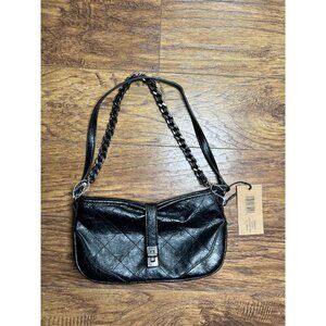 Steve Madden Shoulder Bag with Chain Black Leather New